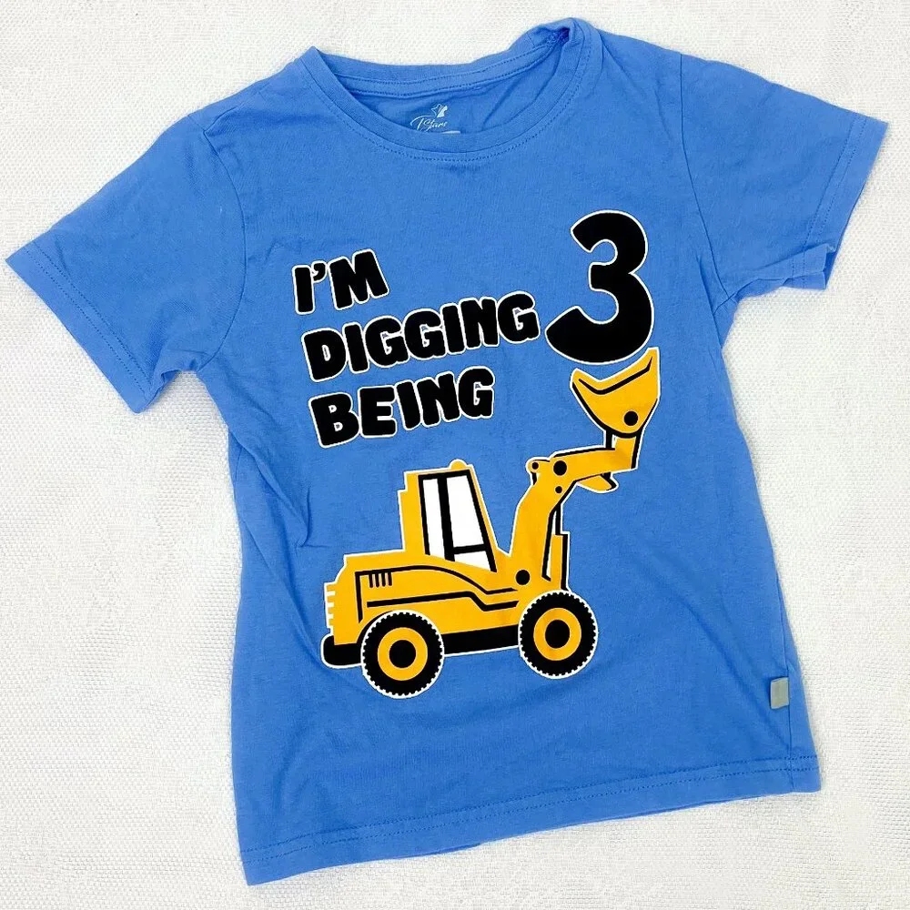 3rd Birthday " I'm Digging Being 3 " Shirt Unisex Boy Girl Kid Special Day Top - Picture 1 of 3